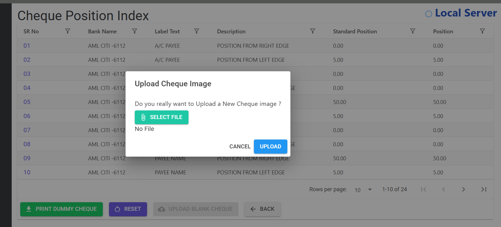 Upload Cheque Image