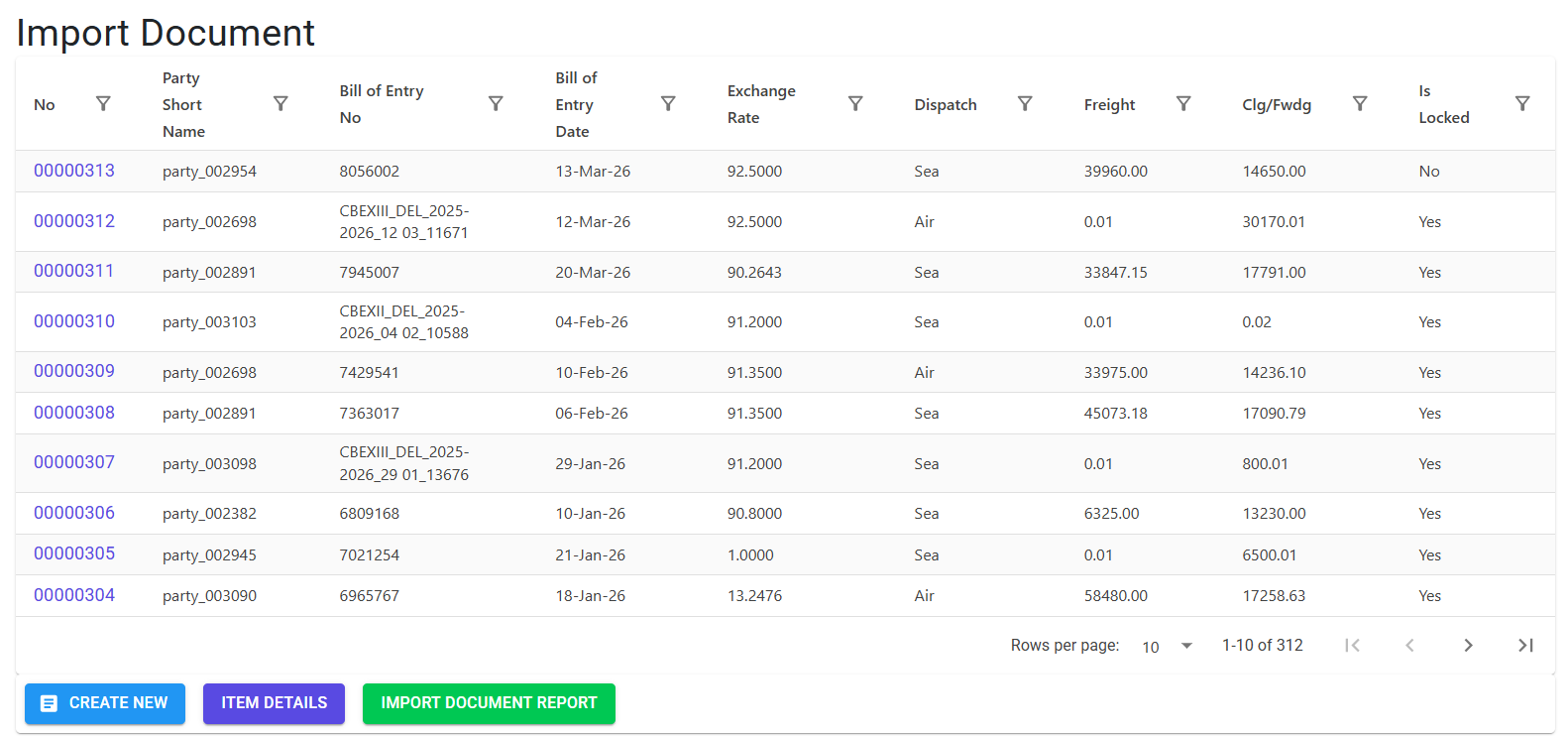 Import Document Index Page