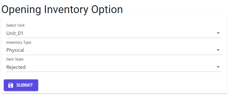 Inventory Balance Opening/Closing