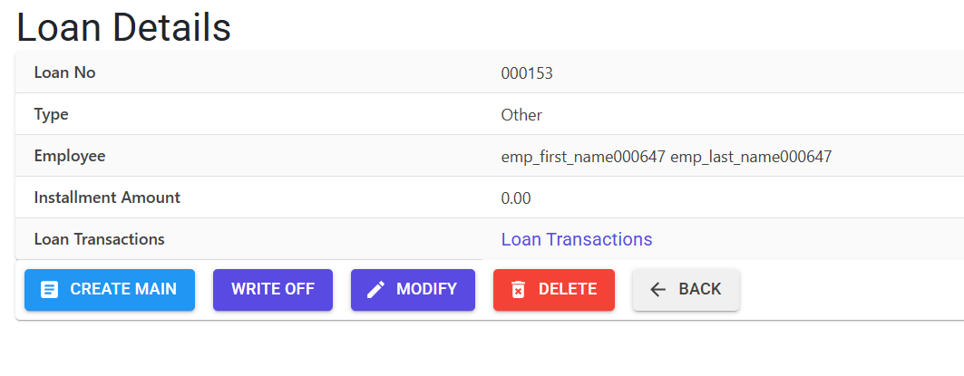 Loan Details Screen