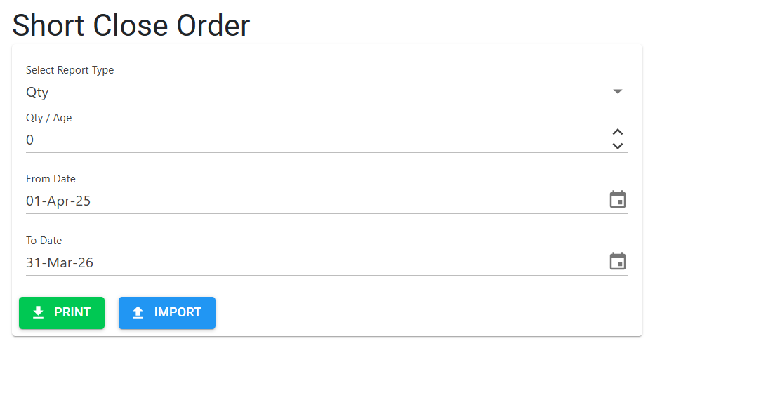 Short Close Order Options