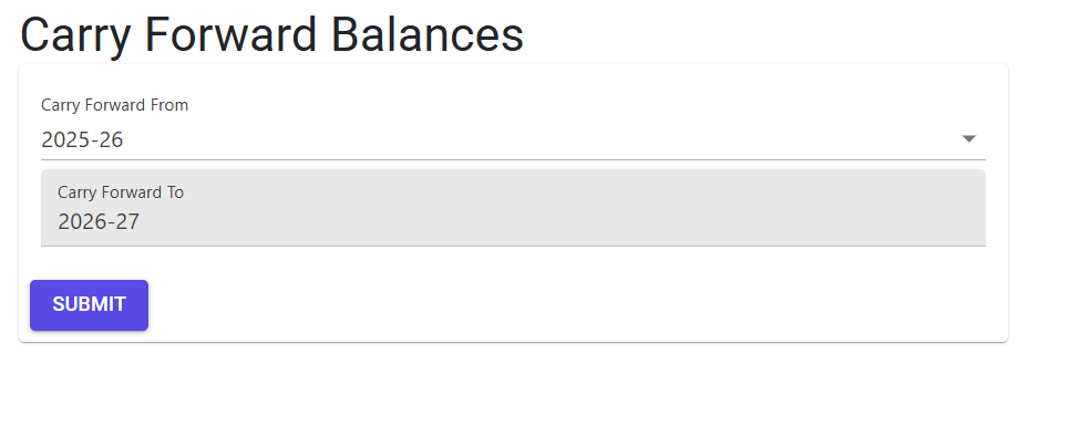 Carry Forward Accounts Screen